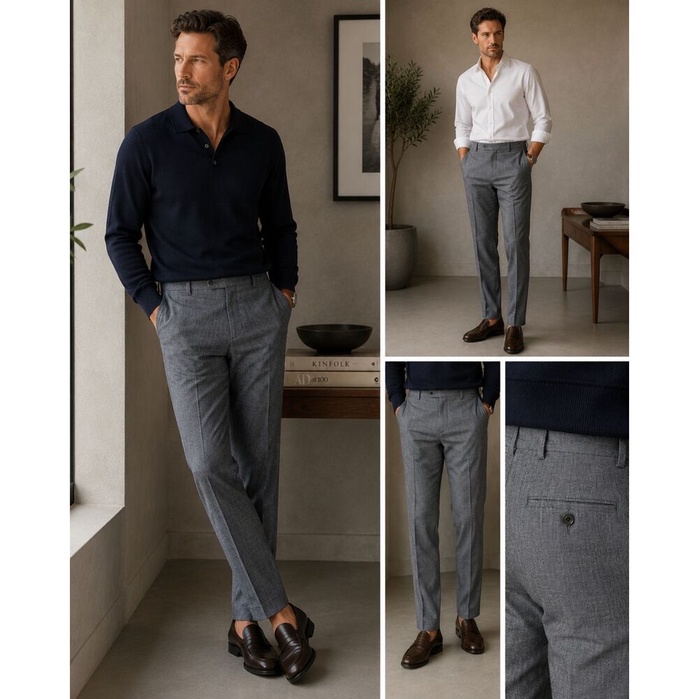 Men’s Osmans Light Blue Linen Blend Dress Pants 46L/40W NWOT
